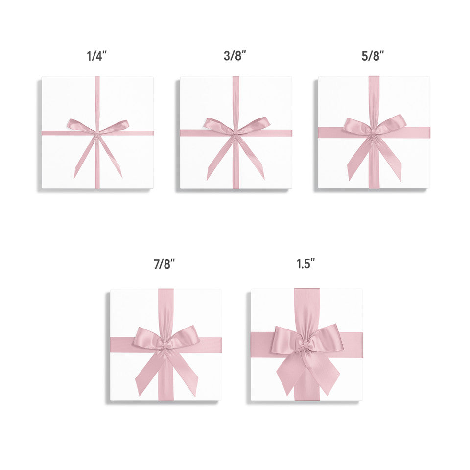 1pc Light Pink Solid Single Face Satin Ribbon; 5 Sizes