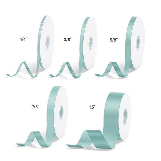 1pc Aqua Solid Single Face Satin Ribbon; 5 Sizes