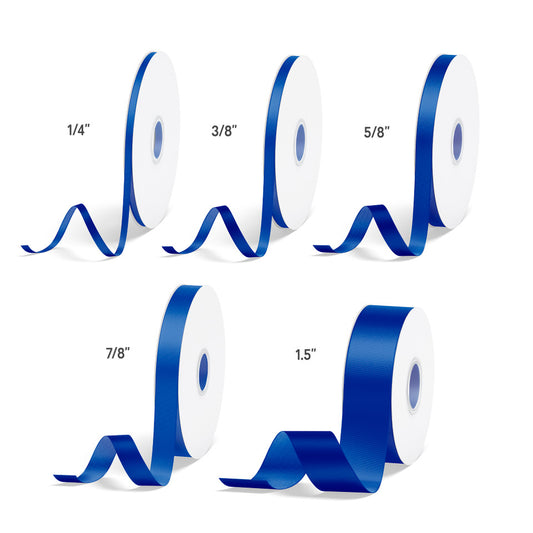 1pc Royal Blue Solid Single Face Satin Ribbon; 5 Sizes