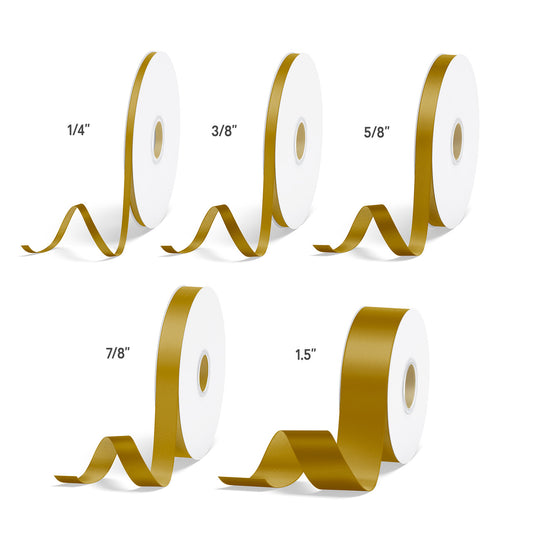 1pc Dijon Solid Single Face Satin Ribbon; 5 Sizes