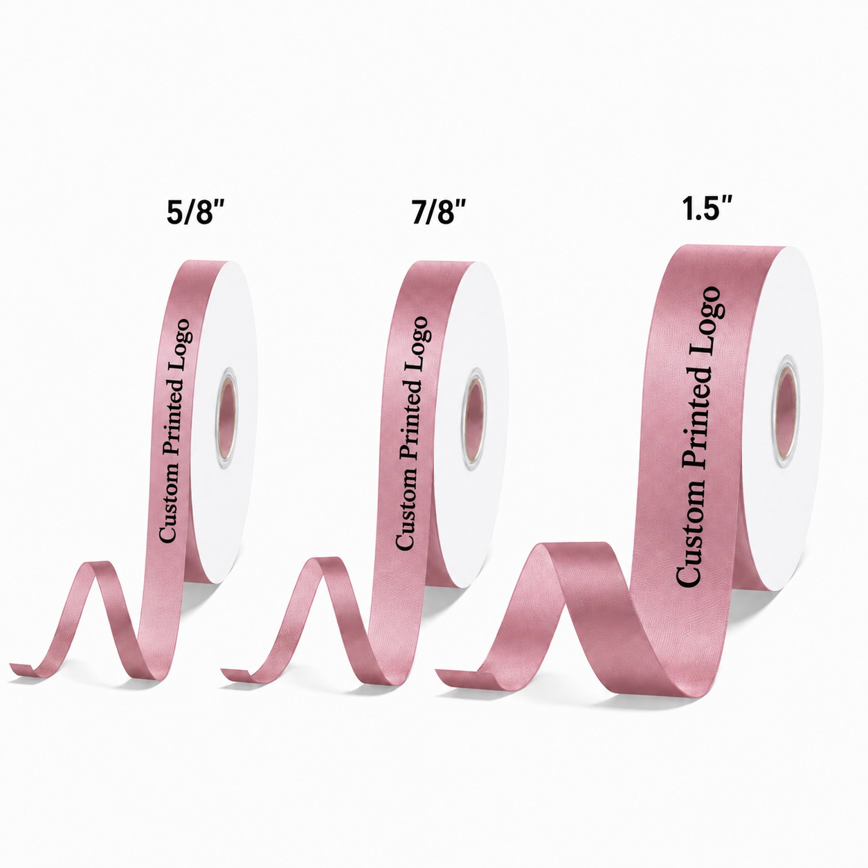 Custom Print Cameo Solid Single-Face Satin Ribbon – 3 Sizes (⅝″, ⅞″, 1½″)