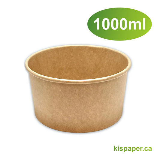 1000ml - Paper Salad Bowl Kraft - Carton of 300 - KIS PAPER - 5039; From $0.21/pc