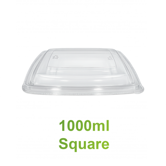 PET Lid - 1000ml Square Natural Pulp Containers - Carton of 300 - KIS PAPER - 6173; $0.065/pc