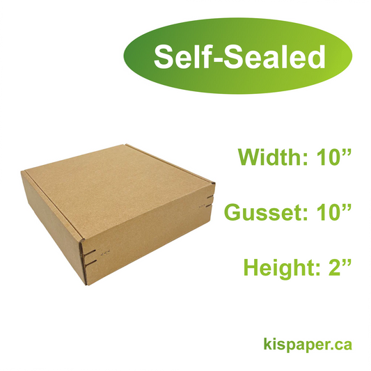 10" x 10" x 2" - Kraft Mailer Boxes Self-Seal Tape - Bundle of 40 - KIS PAPER - 1264; $1.35/pc