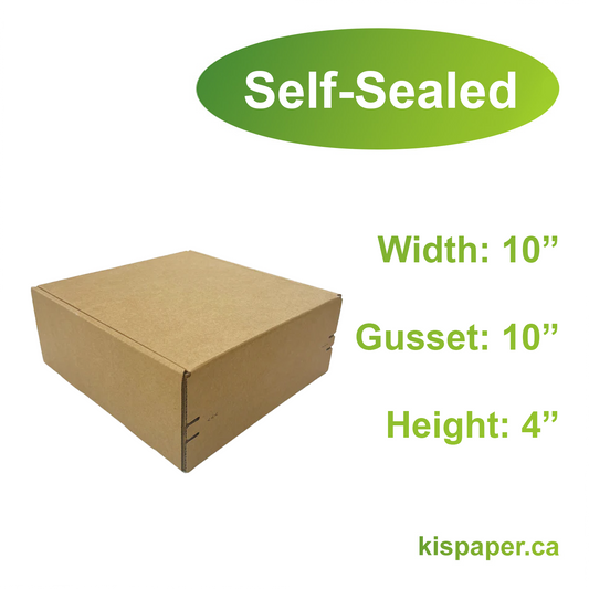 10" x 10" x 4" - Kraft Mailer Boxes Self-Seal Tape - Bundle of 40 - KIS PAPER - 1265; $2.115/pc