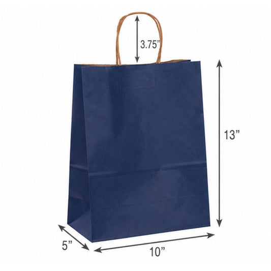 Navy Paper Shopping Bag with Twisted Handles (10" x 5" x 13"), Debbie, SKU #6489