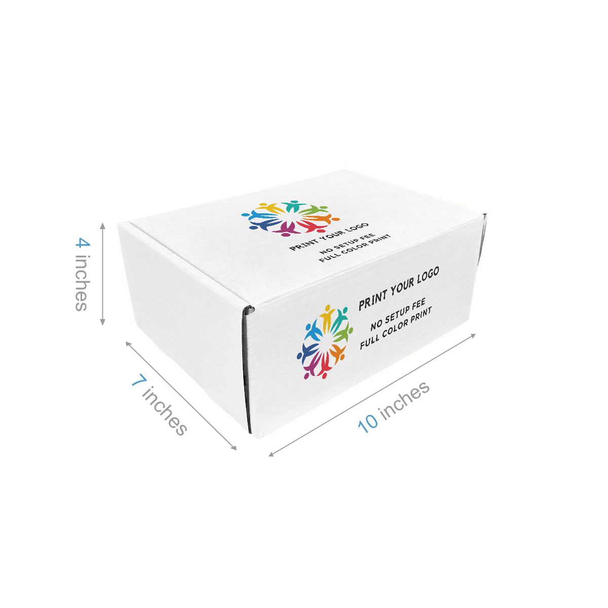 10" x 7" x 4" - Custom White Mailer Boxes - Bundle of 40 - KIS PAPER - 6101; Full Color Custom Print, Printed in Canada; From $2.77/pc