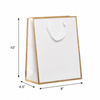 Queen West Gift Paper Bags Gold Foil Edge 8 x 4.5 x 10 in with Twill Ribbon Handles