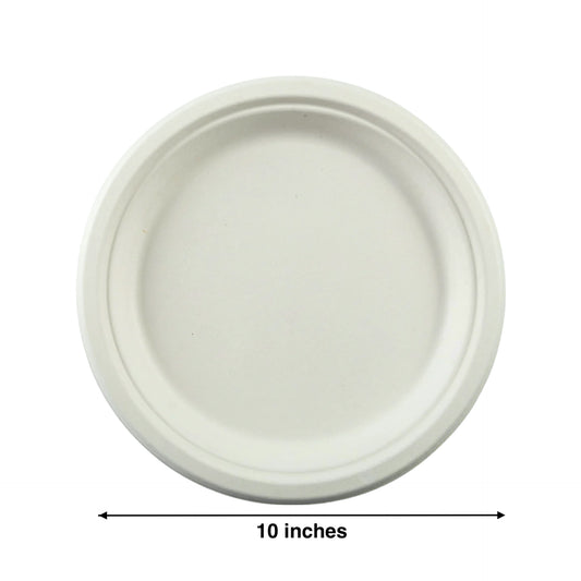 KIS-S10G | 10 inches Round Plate, 1-Compartment,Sugarcane Food Container; $0.135/pc