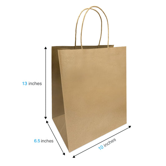 1073BR | 250pcs Restaurant Bistro 10x6.5x13 inches Kraft Paper Bags Twisted Handles; $0.20/pc