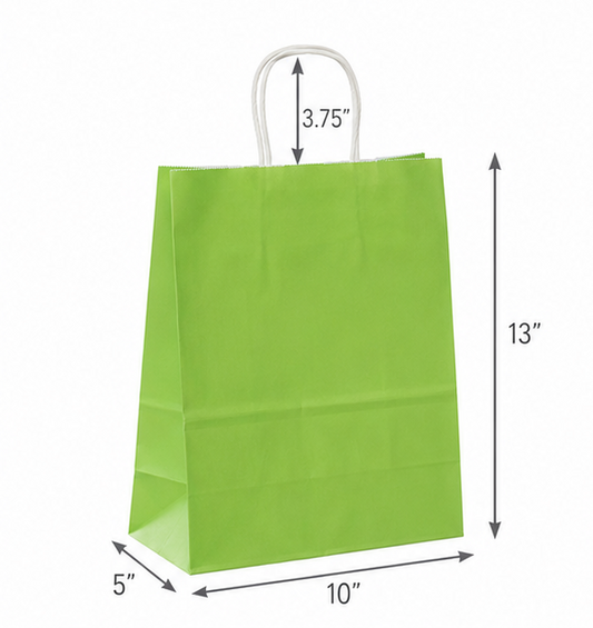 Green Paper Shopping Bag with Twisted Handles (10" x 5" x 13"), Debbie, SKU #6487