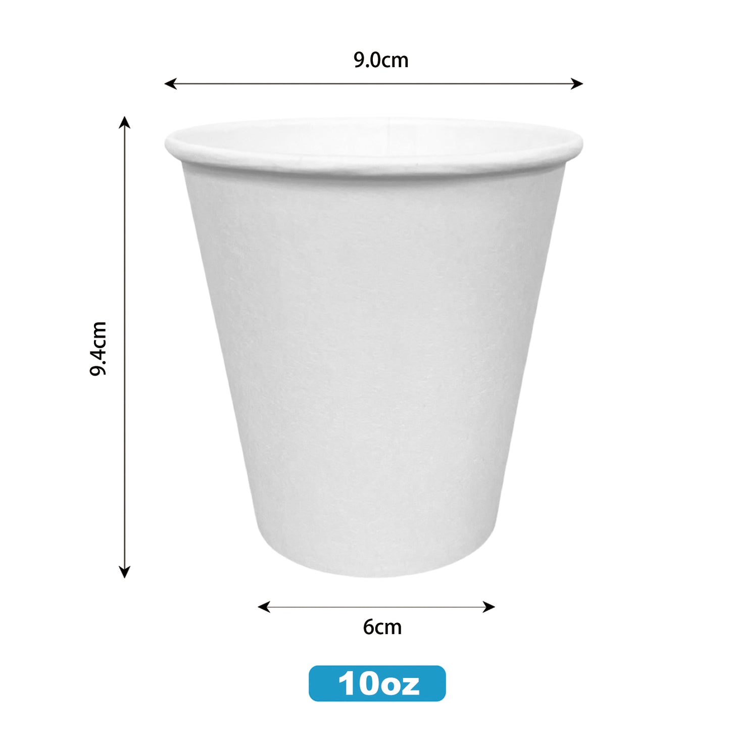 10oz - 90mm White Paper Hot Coffee Cup - Carton of 1000 - KIS PAPER - 5139; From $0.079/pc
