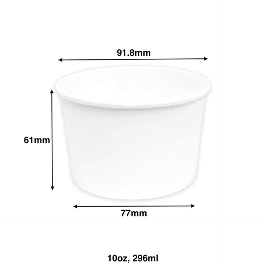 10oz - Paper Soup Container White - Carton of 500 - KIS PAPER - 1015; From $0.081/pc