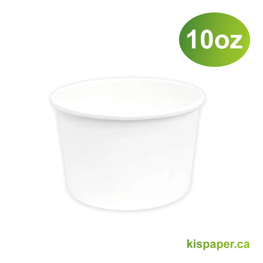 10oz - Paper Soup Container White - Carton of 500 - KIS PAPER - 5015; From $0.081/pc