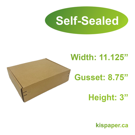 11.125" x 8.75" x 3" - Kraft Mailer Boxes Self-Seal Tape - Bundle of 40 - KIS PAPER - 1266; $1.503/pc