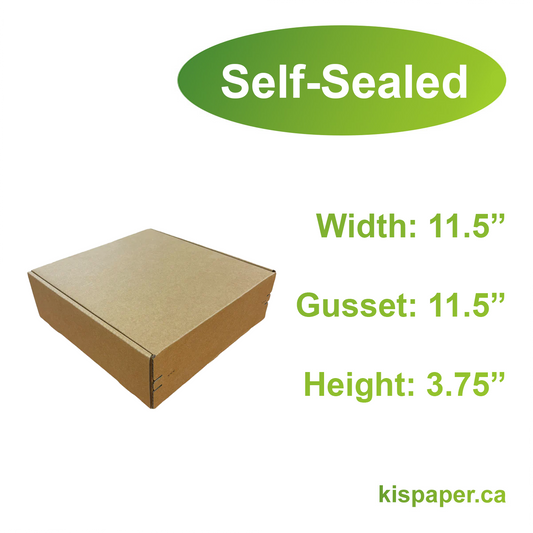 11.5" x 11.5" x 3.75" - Kraft Mailer Boxes Self-Seal Tape - Bundle of 40 - KIS PAPER - 1267; $2.187/pc