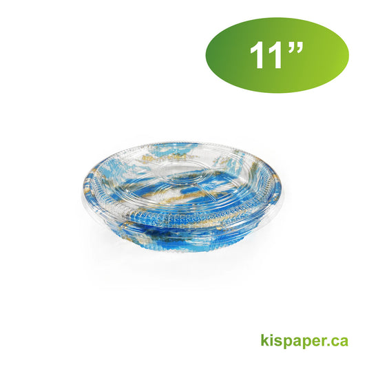 11" - PET Round Sushi Tray Sets - Carton of 120 - KIS PAPER - 5198; $0.71/set