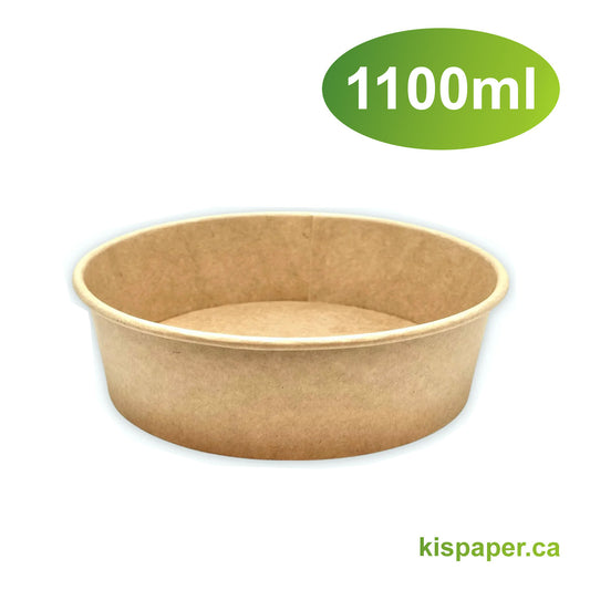 1100ml - Paper Salad Bowl Kraft - Carton of 300 - KIS PAPER - 5186; From $0.20/pc