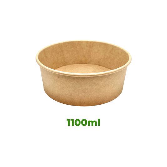 1100ml Kraft Paper Salad Bowl – 165mm (300 Pack)