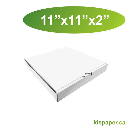 11" x 11" x 2" - White Pizza Boxes - Carton of 50 - KIS PAPER - 5476; $0.40/pc