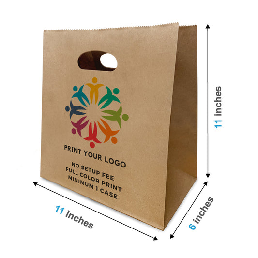 400pcs, Anna 11x6x11 inches Kraft Paper Bag; Full Color Custom Print, Printed in Canada