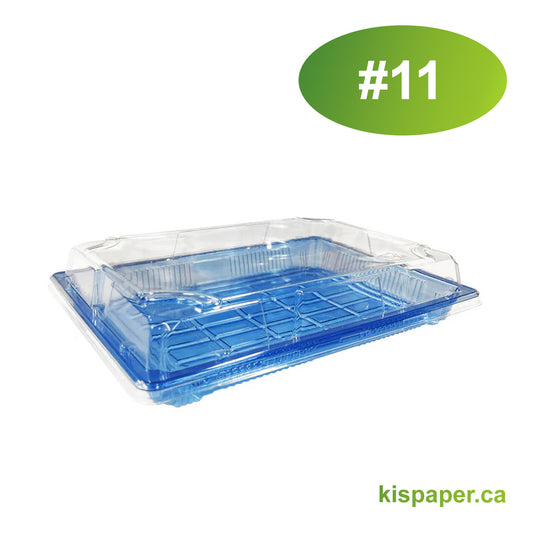 #11 - 10.2" x 7.3" x 2.1" - PET Rectangle Sushi Tray Sets - Carton of 200 - KIS PAPER - 5208; $0.41/set