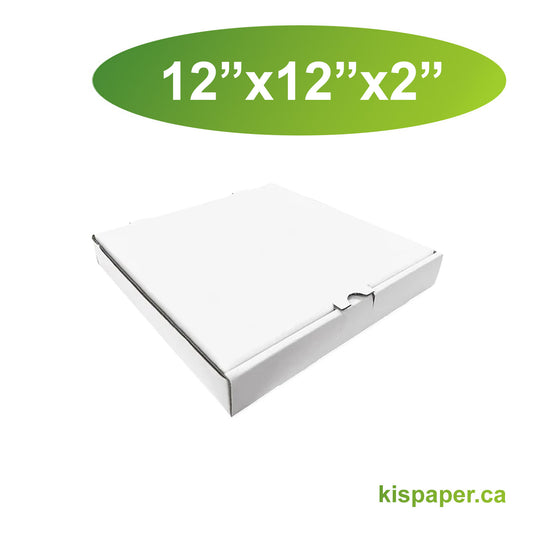 12" x 12" x 2" - White Pizza Boxes - Carton of 50 - KIS PAPER - 5477; $0.56/pc