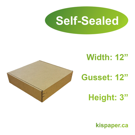 12" x 12" x 3" - Kraft Mailer Boxes Self-Seal Tape - Bundle of 40 - KIS PAPER - 1271; $1.971/pc