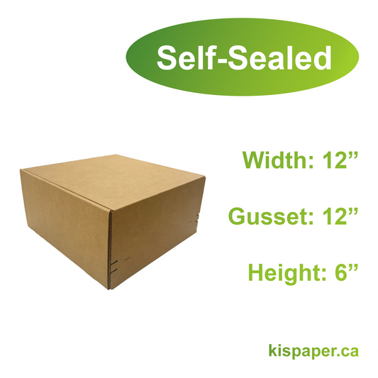 12" x 12" x 6" - Kraft Mailer Boxes Self-Seal Tape - Bundle of 40 - KIS PAPER - 1272; $3.339/pc