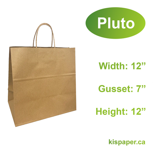 1272B | 250pcs Pluto 12x7x12 inches Kraft Paper Bag with Twisted Handles, $0.42/pc