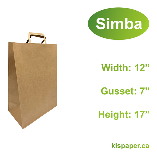 1277FB | 300pcs Simba 12x7x17 inches Kraft Paper Bag with Flat Handles, $0.48/pc