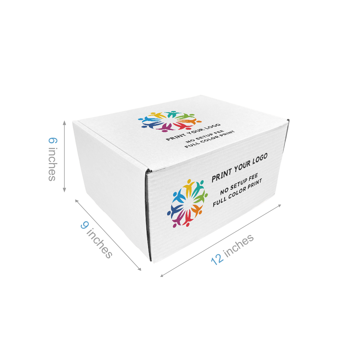 12" x 9" x 6" - Custom White Mailer Boxes - Bundle of 40 - KIS PAPER - 6103; Full Color Custom Print, Printed in Canada; From $4.31/pc