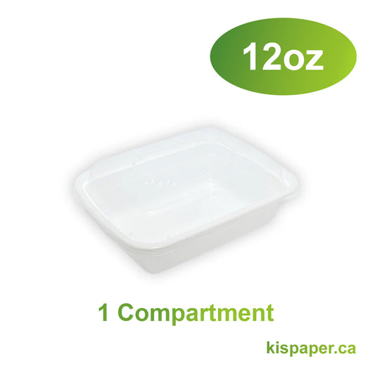 12oz - PP Rectangle Container Combo Set White - Carton of 150 - KIS PAPER - 5152; $0.16/set