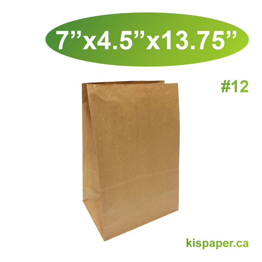 500pcs #12 Grocery Bags 7x4.5x13.75 inches; $0.06/pc