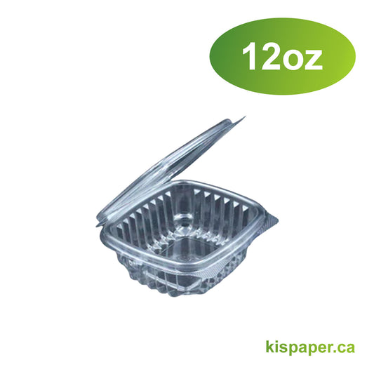 12oz - PET Clear Hinged Containers - Carton of 200 - KIS PAPER - 5066; $0.24/pc