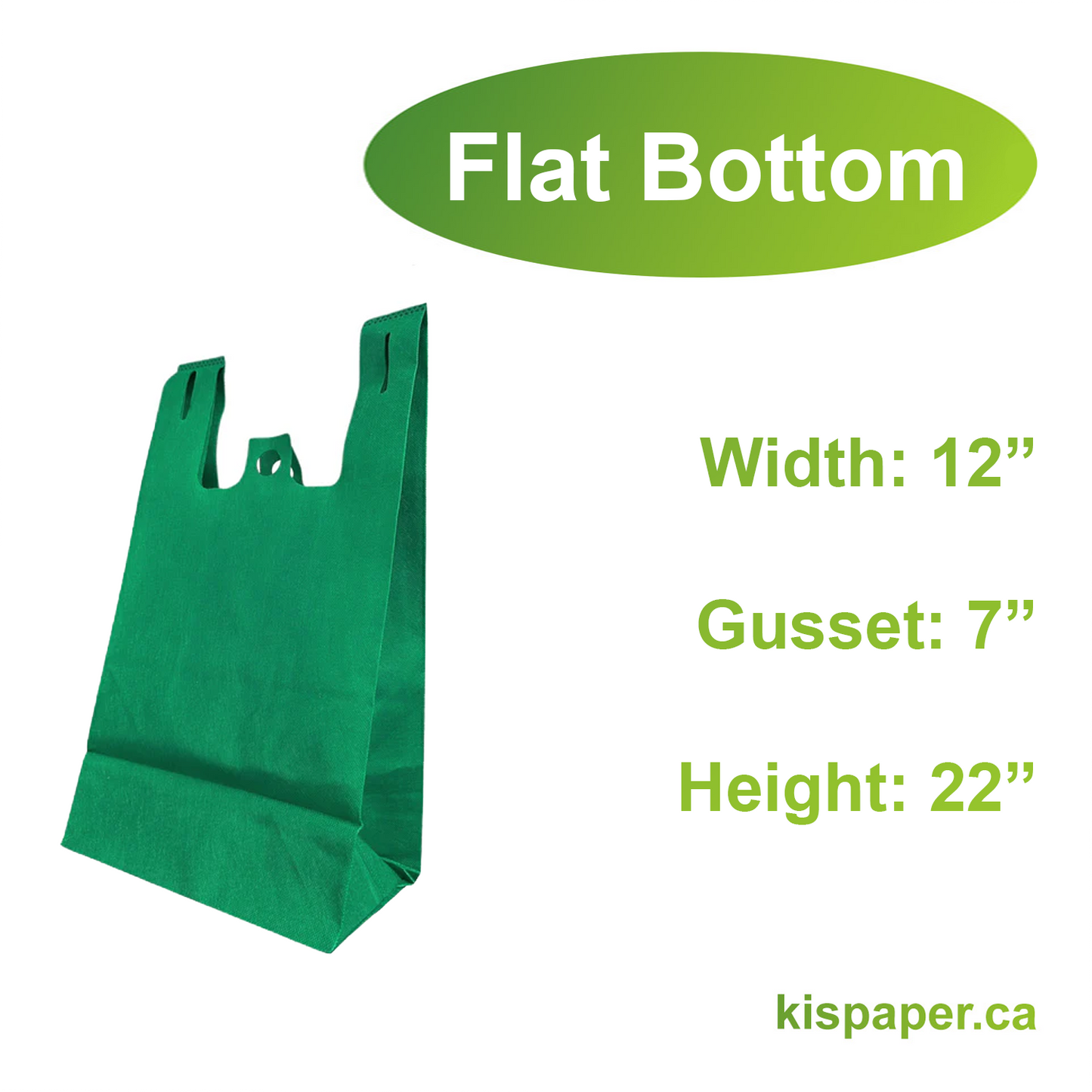 200pcs Non-Woven Reusable T-Shirt Bag 12x7x22x7 inches Dark Green Shopping Bags Flat Bottom; $0.48/pc