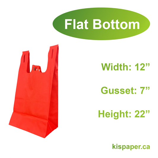 200pcs Non-Woven Reusable T-Shirt Bag 12x7x22x7 inches Red Shopping Bags Flat Bottom; $0.48/pc