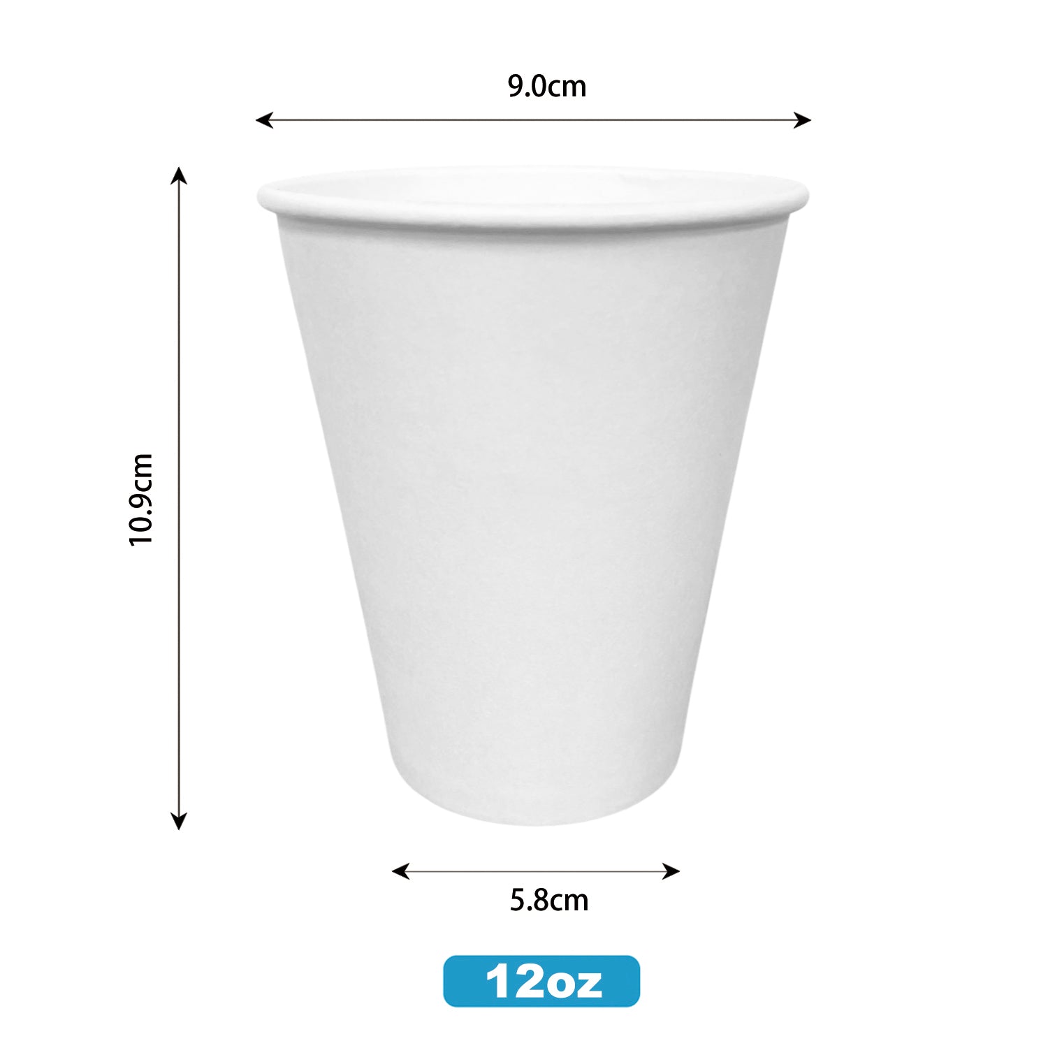 12oz - 90mm White Paper Hot Coffee Cup - Carton of 1000 - KIS PAPER ...