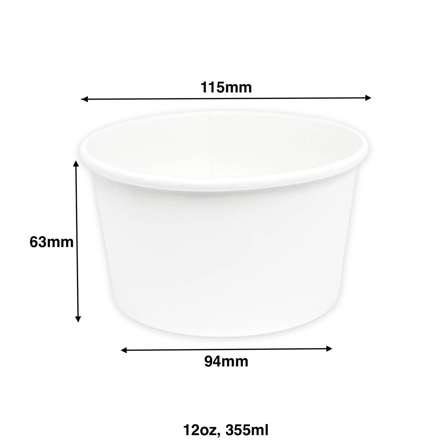 12oz - Paper Soup Container White - Carton of 500 - KIS PAPER - 1016; From $0.092/pc