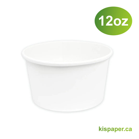 12oz - Paper Soup Container White - Carton of 500 - KIS PAPER - 5016; From $0.092/pc