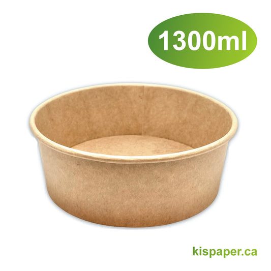 1300ml - Paper Salad Bowl Kraft - Carton of 300 - KIS PAPER - 5041; From $0.23/pc