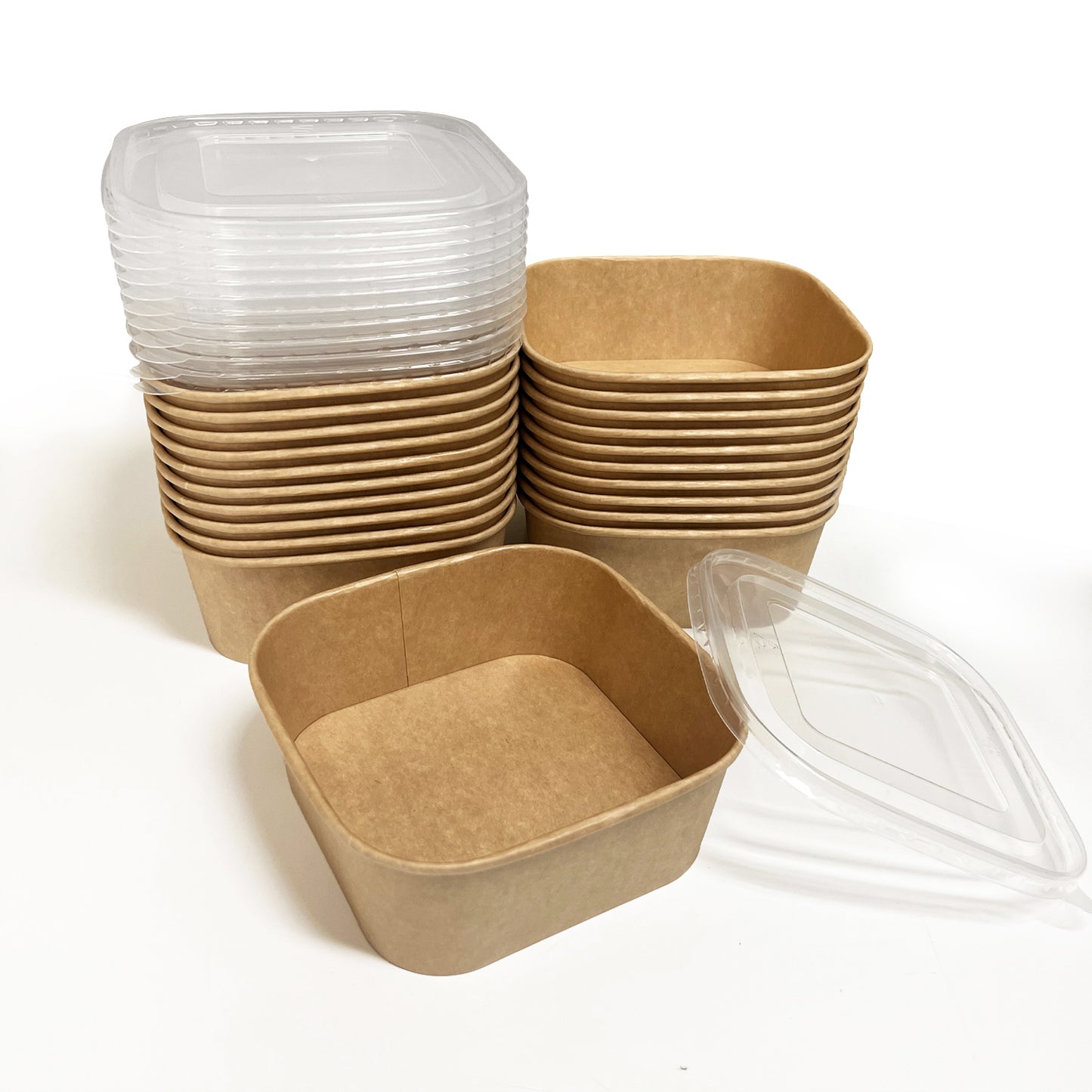 KIS-FC1300S | 44oz, 1300ml Kraft Paper Square Containers Base; From $0.35/pc