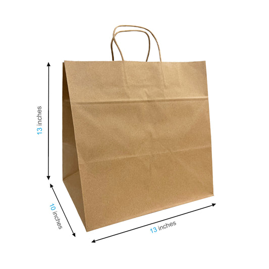 1303HB | 250pcs Cake 13x10x13 inches Kraft Paper Bags Twisted Handles; $0.54/pc