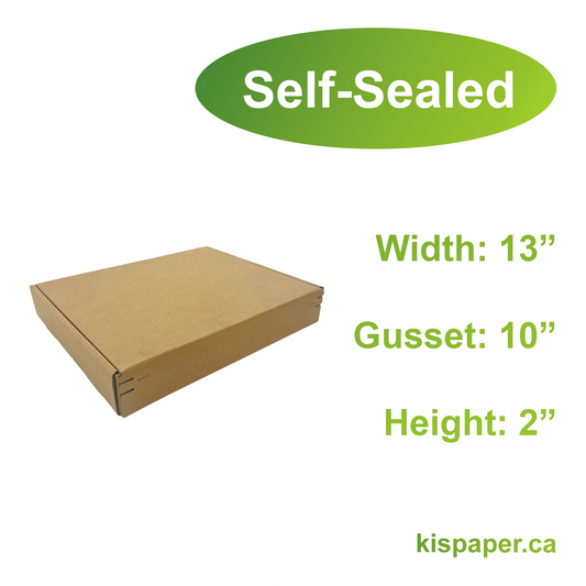 13" x 10" x 2" - Kraft Mailer Boxes Self-Seal Tape - Bundle of 40 - KIS PAPER - 1273; $2.079/pc