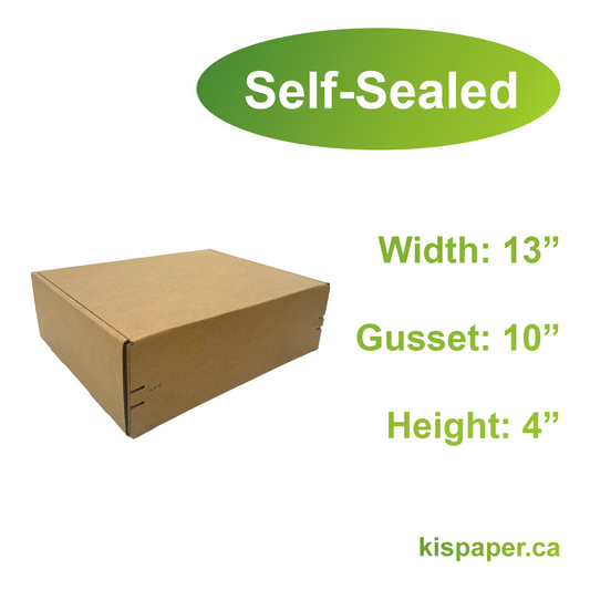 13" x 10" x 4" - Kraft Mailer Boxes Self-Seal Tape - Bundle of 40 - KIS PAPER - 1274; $2.331/pc