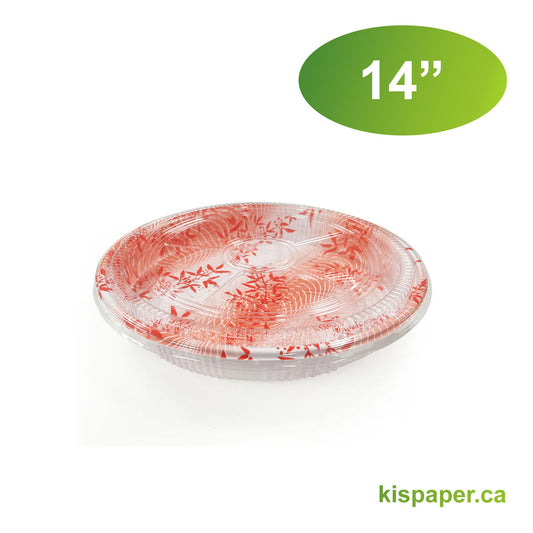 14" - PET Round Sushi Tray Sets - Carton of 120 - KIS PAPER - 5200; $1.03/set