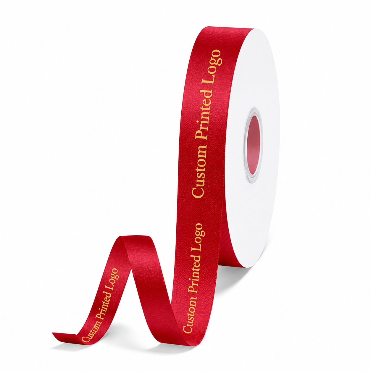 Custom Print Red Solid Single-Face Satin Ribbon – 3 Sizes (⅝″, ⅞″, 1½″)