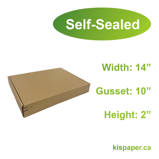 14" x 10" x 2" - Kraft Mailer Boxes Self-Seal Tape - Bundle of 40 - KIS PAPER - 1277; $2.115/pc