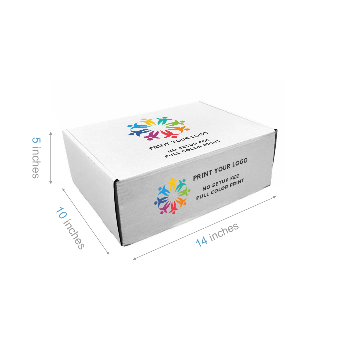 14" x 10" x 5" - Custom White Mailer Boxes - Bundle of 40 - KIS PAPER - 6105; Full Color Custom Print, Printed in Canada; From $2.44/pc