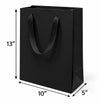 Euro Tote Laminated Black Paper Shopping Bag 10"x5"x13" with Black Grosgrain Ribbon Handles, 150 pcs/Case – SKU#6831